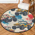 thumbnail image 1 of CURLYOOT Cool Monster Trucks Cars 5.2ft Round Rug for Living Room, Large Washable Area Rug, Non Slip Floor Mat Indoor Rugs for Bedroom, Dining Room, Offices, Entryway, 1 of 7