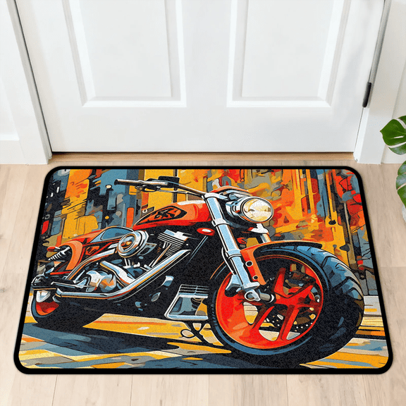 CURLYOOT Cool Motorcycles Door Mat 24" x 36" Absorbent Front Doormat Entrance Mat Non-Slip Washable Welcome Mats Floor Mats for Entryway Indoor Outdoor