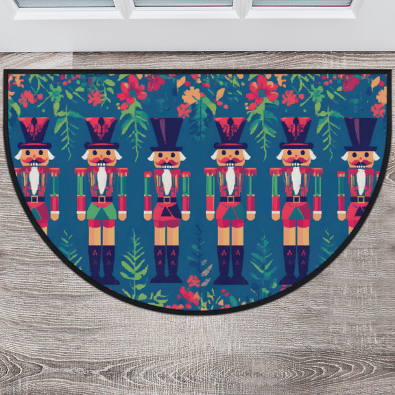 CURLYOOT Cool Nutcrackers Half Round Door Mat 40'' x 63'', Indoor Outdoor Entrance Rug, Semi Circular Area Rug, Non Slip Washable Absorbent Doormat, Laundry Room Rug