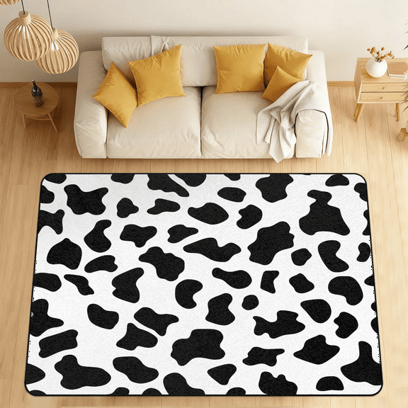 CURLYOOT Cow Print Area Rugs for Living Room Bedroom, 4' 10" x 6' 8" Washable Rug, Abstract Floor Carpet with Non Slip Backing for Dining Room Indoor