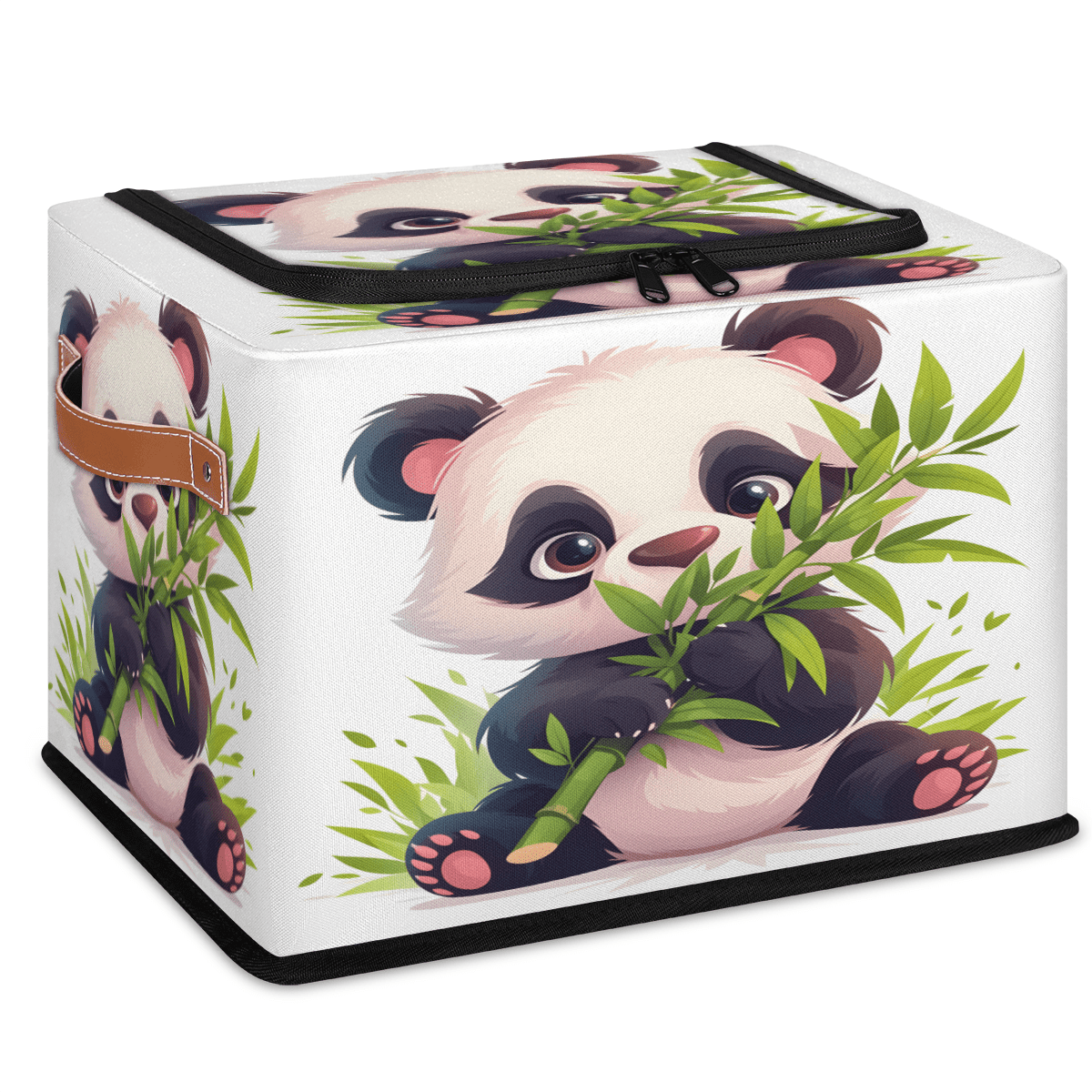 CURLYOOT Curious Panda Storage Bin with Zipper Lid, Fabric Storage ...
