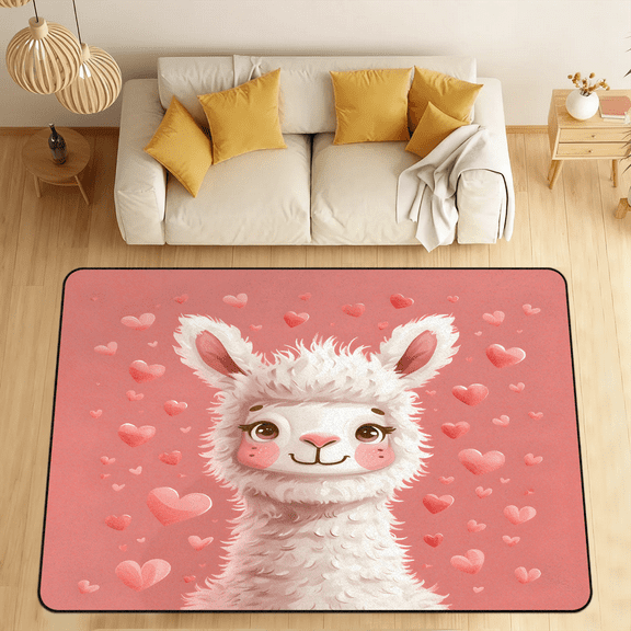 CURLYOOT Cute Animal Alpaca Llama Area Rugs 5'x7' Washable Rug Large Living Room Rug Non Slip Indoor Floor Carpet for Dining Room Bedroom Home
