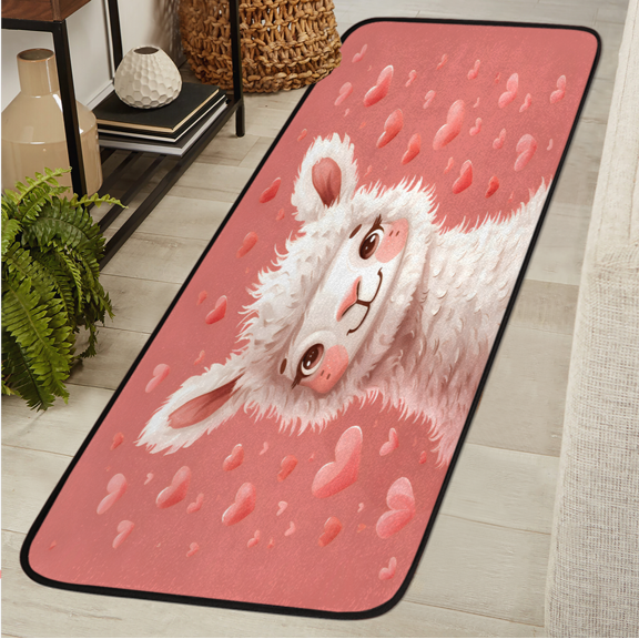 CURLYOOT Cute Animal Alpaca Llama Runner Rug 2'x6' Washable Kitchen Runner Rug Indoor Non Slip Laundry Rugs Floor Carpet for Hallway Kitchen Entryway Bedroom Living Room