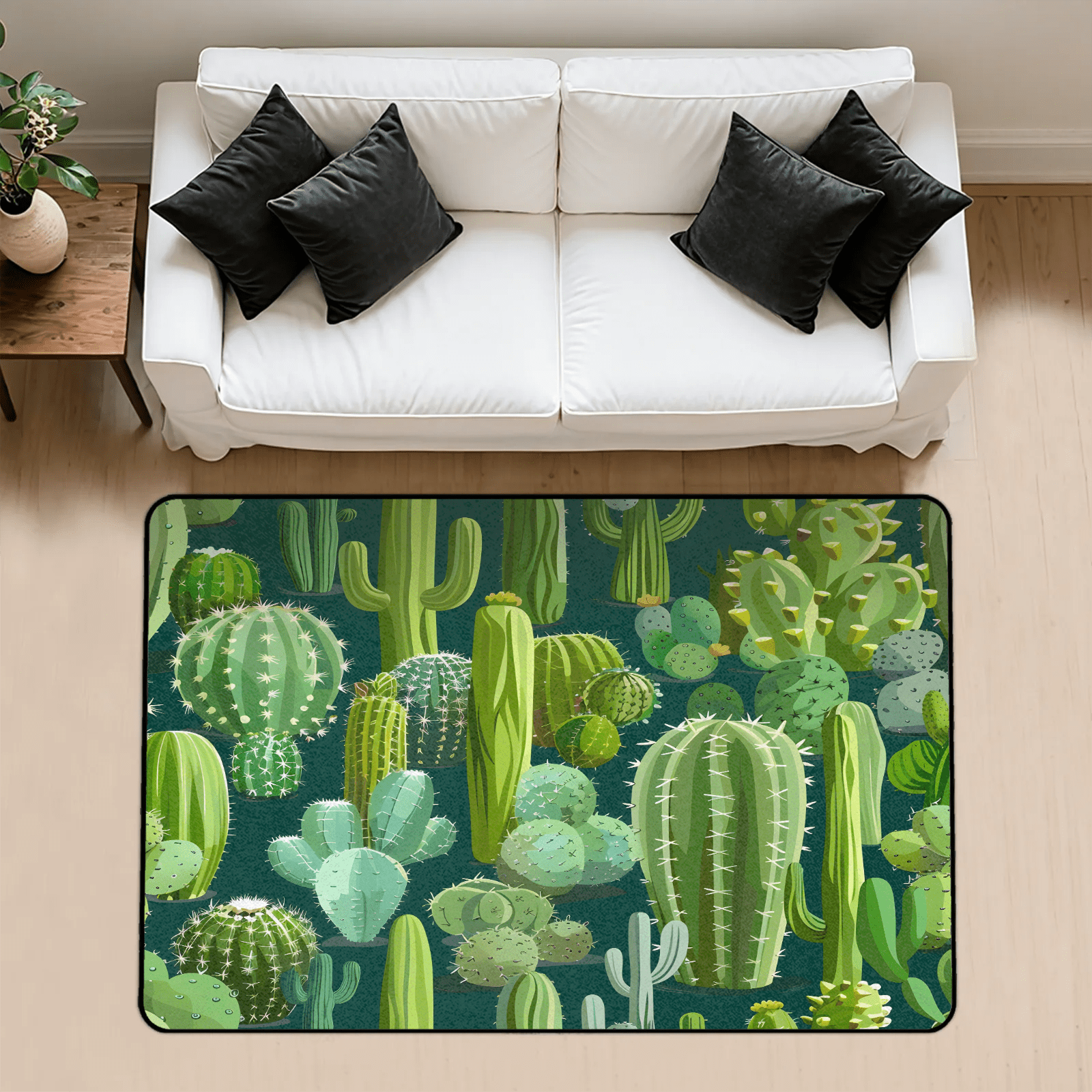 CURLYOOT Cute Cactus Area Rug 3x5 Ft Rugs for Entryway Entrance Kitchen ...