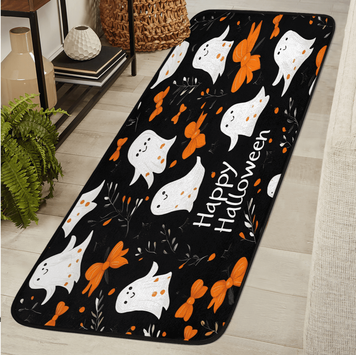 CURLYOOT Cute Ghost Runner Rug 2'x6' Washable Kitchen Runner Rug Indoor ...