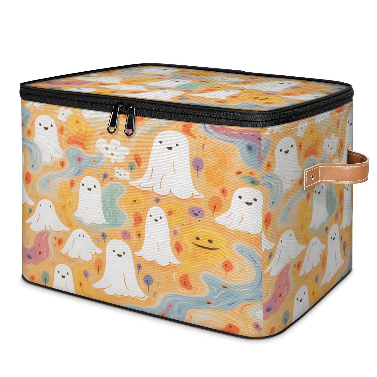 CURLYOOT Cute Ghost Storage Bins with Zipper Lid Fabric Storage Baskets ...