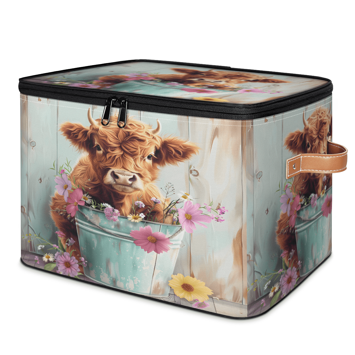 CURLYOOT Cute Highland Cow in Farmhouse Storage Bins with Lid ...