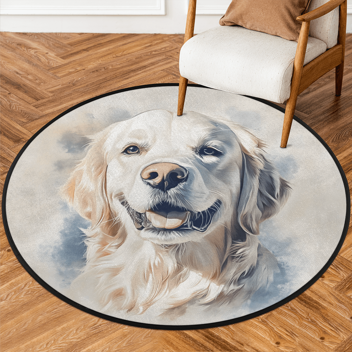 Floral Dog CW1006025CL Quilted Round Mat main image 1