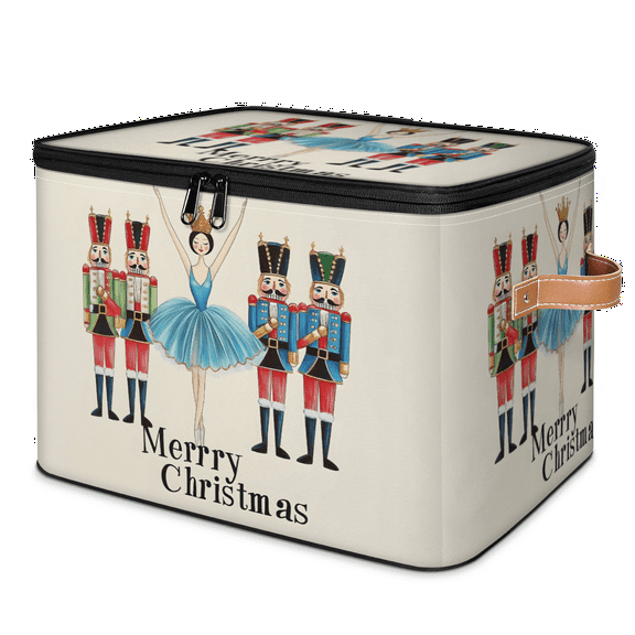 CURLYOOT Dance and Nutcrackers Colorful Xmas Storage Bins with Lid, Decorative Fabric Storage Boxes, Foldable Closet Shelf Organizer Baskets for Bedroom, Living Room, Home