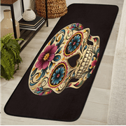 CURLYOOT Day Of The Dead Runner Rug 2x6 Washable Kitchen Runner Rug Indoor Non Slip Laundry Rugs Skull Halloween Floor Carpet for Hallway Kitchen Entryway Bedroom Living Room