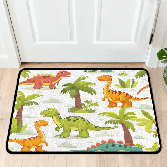 CURLYOOT Dinosaur Palm Indoor Doormat, Non-Slip Absorbent Door Mat 24" x 16", Entrance Floor Mat Washable Entry Doormats for Entryway Front Back Door