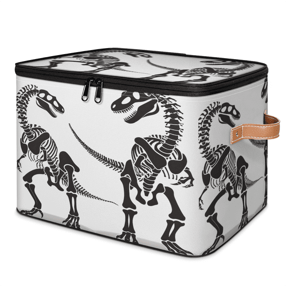 CURLYOOT Dinosaur Skeletons Storage Bins with Lid, Decorative Fabric Storage Boxes, Foldable Closet Shelf Organizer Baskets for Bedroom, Living Room, Home