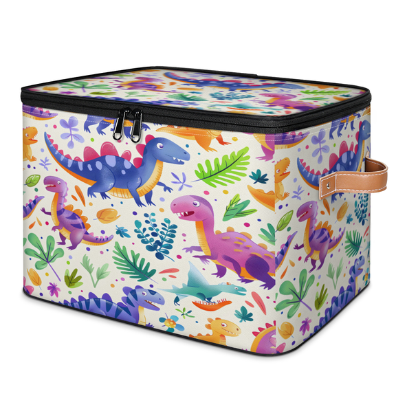 CURLYOOT Dinosaur Theme Storage Bins with Lid, Decorative Fabric Storage Boxes, Foldable Closet Shelf Organizer Baskets for Bedroom, Living Room, Home