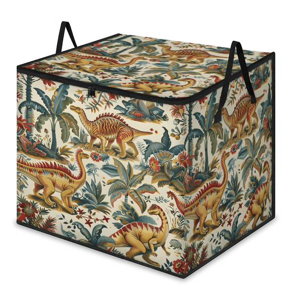 CURLYOOT Dinosaurs Pattern Large Storage Bag, Clothes Storage Bin Foldable Closet Organizer with Handle, Fabric Storage Containers for Clothing, Blanket, Comforter, Bedding