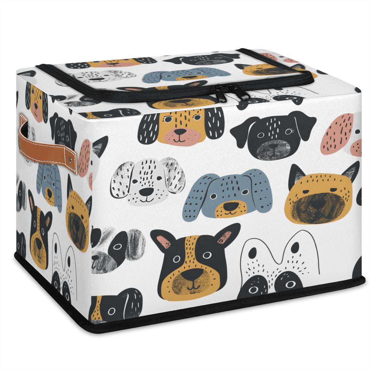 CURLYOOT Dog Puppy Storage Bin With Zipper Lid, Foldable Clothes