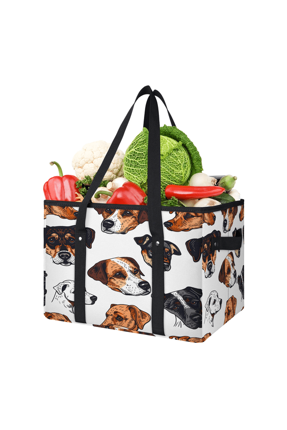 Dogs Cartoon Reusable Grocery Bag, Large Foldable Grocery Totes Shopping Bag for Groceries, Shopping Bags with Handles for Kitchen Trunk Picnic