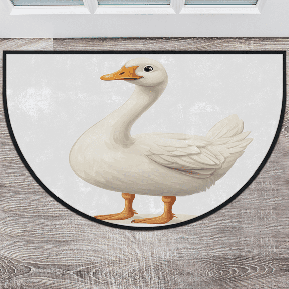 CURLYOOT Duck Half Round Door Mat 40'' x 63'', Indoor Outdoor Entrance Rug, Semi Circular Area Rug, Non Slip Washable Absorbent Doormat, Cartoon Duck Laundry Room Rug