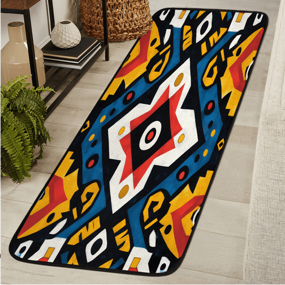 CURLYOOT Ethnic Runner Rug 2'x6' Washable Kitchen Runner Rug Indoor Non Slip Laundry Rugs Abstract Geometric Floor Carpet for Hallway Kitchen Entryway Bedroom Living Room