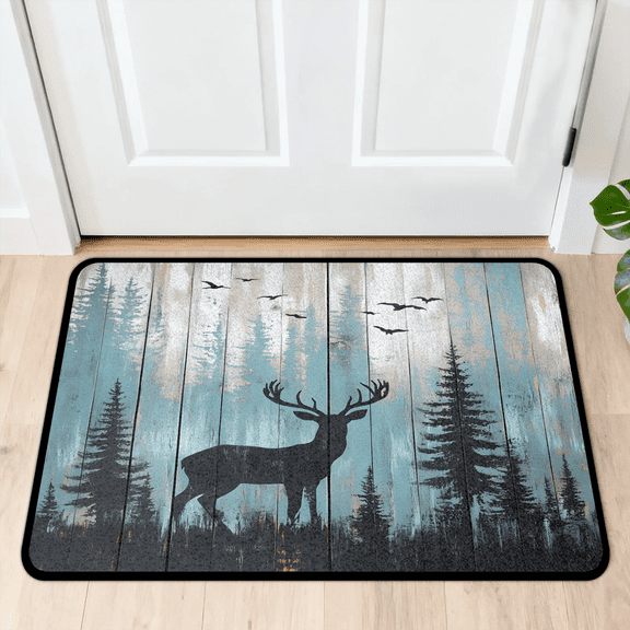 CURLYOOT Farmhouse Deer Door Mat 24" x 36" Absorbent Front Doormat Entrance Mat Non-Slip Washable Welcome Mats Floor Mats for Entryway Indoor Outdoor
