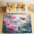 thumbnail image 1 of CURLYOOT Floral and Butterfly Pinks Flower Area Rugs 5'x7' Washable Rug Large Living Room Rug Non Slip Indoor Floor Carpet for Dining Room Bedroom Home, 1 of 8