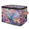 thumbnail image 1 of CURLYOOT Flower Hummingbird Storage Bin with Zipper Lid, Fabric Decorative Lidded Storage Baskets Boxes, Foldable Organizer Container Basket for Bedroom Closet Shelf, 1 of 8