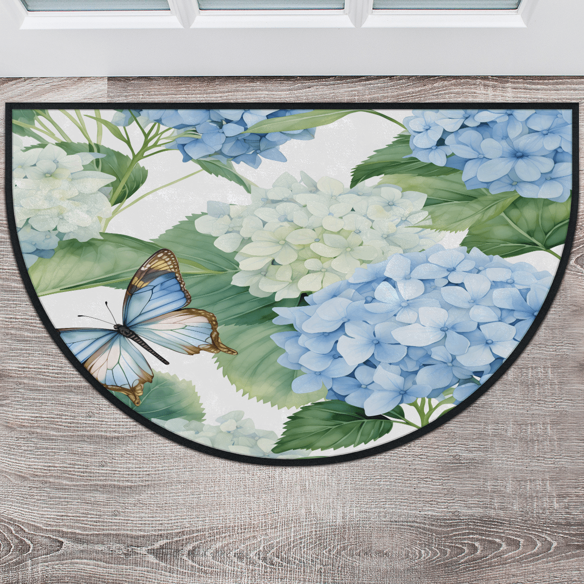 CURLYOOT Flower Hydrangea Flowers Half Round Door Mat 24'' x 36 ...