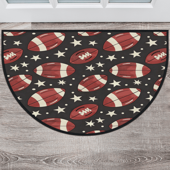 CURLYOOT Football Sports Half Round Door Mat 40'' x 63'', Indoor Outdoor Entrance Rug, Semi Circular Area Rug, Non Slip Washable Absorbent Doormat, Laundry Room Rug