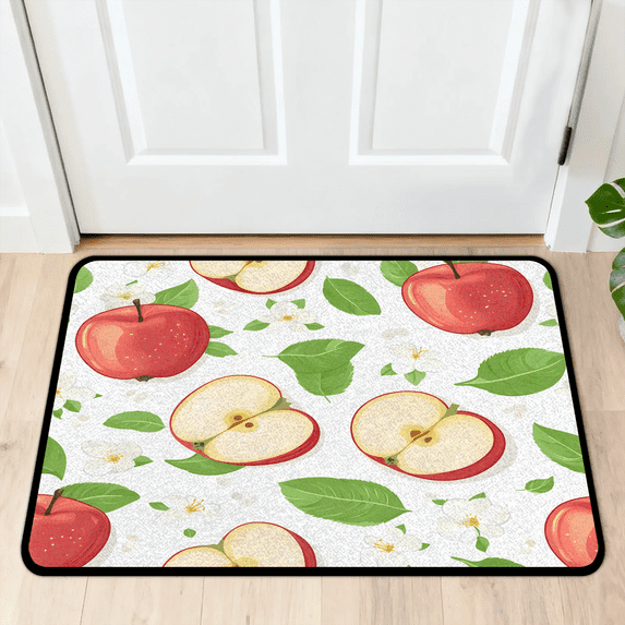 CURLYOOT Fruit Apples Front Door Mat, Washable Non-Slip Door Mat, Indoor Outdoor Floor Mats Absorbent Welcome Doormat for Entrance 20" x 30"