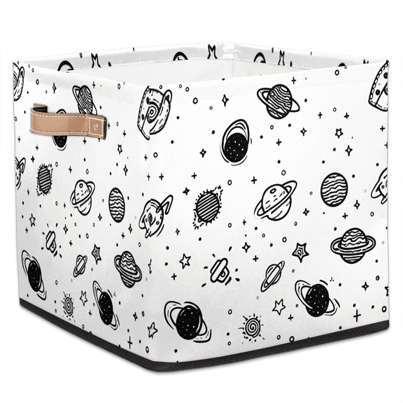 CURLYOOT Galaxy Star Universe Planet Cube Storage Bin, 13 x 13 x 13 Storage Cube Bins for Organizing, Fabric Foldable Baskets with Handles for Closet, Shelves, Clothes