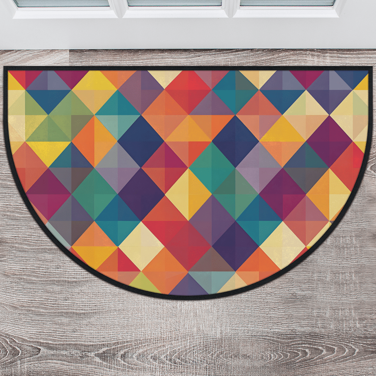 CURLYOOT Geometric Half Round Door Mat, Indoor Outdoor Entrance Rug ...