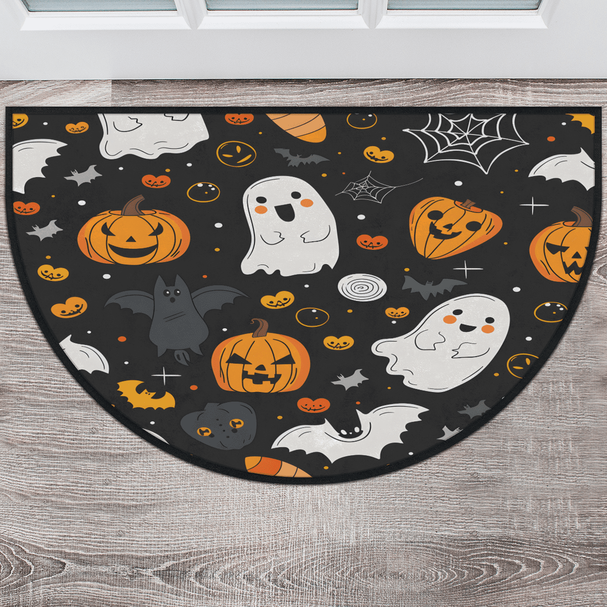 CURLYOOT Ghost Bat Half Round Door Mat, Indoor Outdoor Entrance Rug ...
