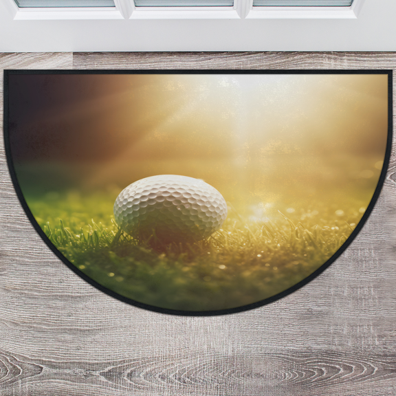 CURLYOOT Golf Print Half Round Door Mat 24'' x 36'', Indoor Outdoor Entrance Rug, Semi Circular Area Rug, Non Slip Washable Absorbent Doormat, Laundry Room Rug