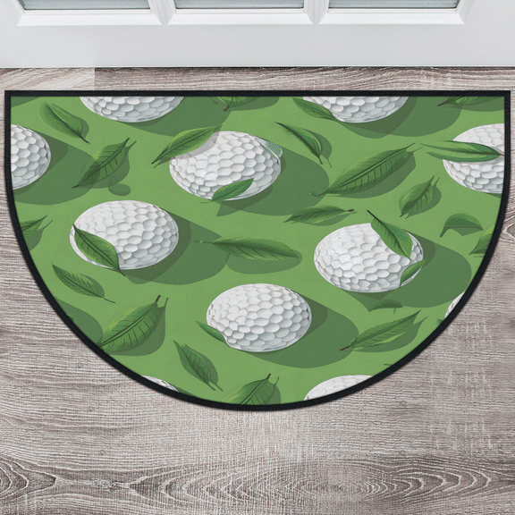 CURLYOOT Golf Theme Half Round Door Mat 24'' x 36'', Indoor Outdoor Entrance Rug, Semi Circular Area Rug, Non Slip Washable Absorbent Doormat, Laundry Room Rug