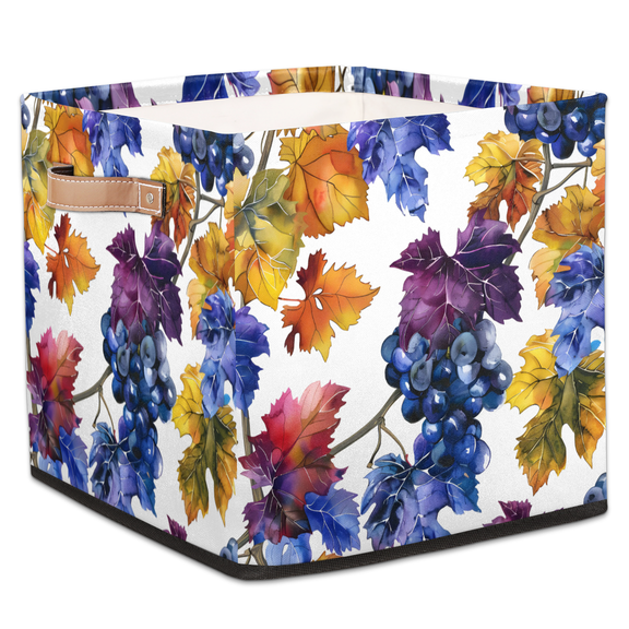 CURLYOOT Grape Fruit Cube Storage Bin, 13 x 13 x 13 Storage Cube Bins for Organizing, Farmhouse Fabric Foldable Closet Baskets with Handles for Closet, Shelves, Clothes