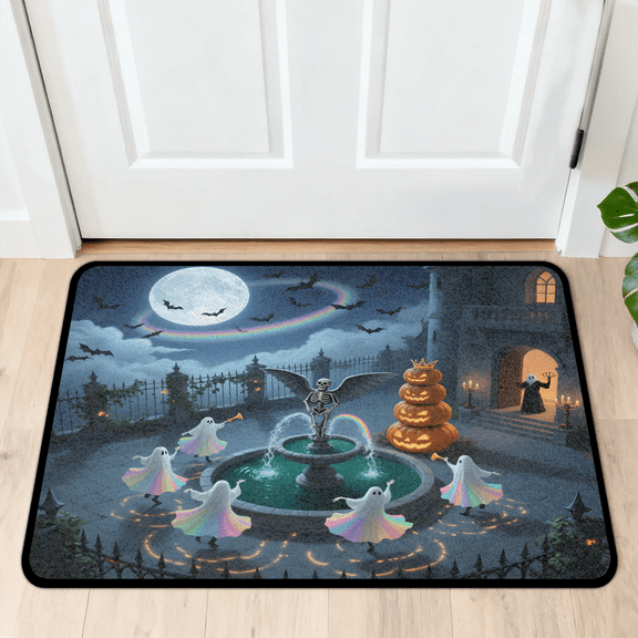 CURLYOOT Halloween Castle Door Mat 24" x 36" Absorbent Front Doormat Entrance Mat Non-Slip Washable Welcome Mats Magic Ghost Floor Mats for Entryway Indoor Outdoor