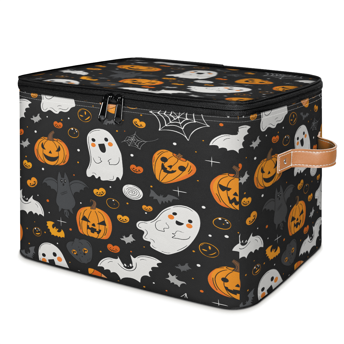 CURLYOOT Halloween Spooky Storage Bins with Zipper Lid Fabric Storage ...