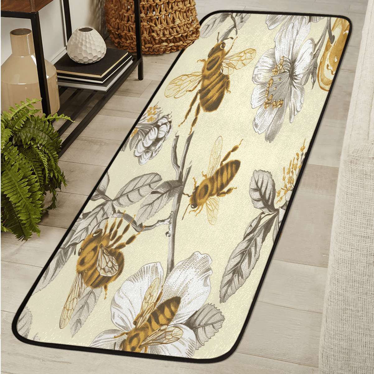 Bee Kitchen Rug CURLYOOT Honey Bee Runner Rug 2'x6' Washable Kitchen Runner Rug Indoor ...