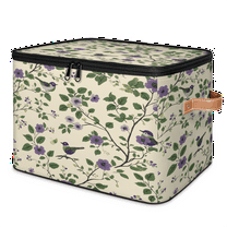 CURLYOOT Hummingbird Floral Storage Bins with Lid, Decorative Fabric Storage Boxes, Foldable Closet Shelf Organizer Baskets for Bedroom, Living Room, Home