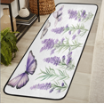 thumbnail image 1 of CURLYOOT Lavender Purple Floral Butterfly Runner Rug 2'x6' Washable Kitchen Runner Rug Indoor Non Slip Laundry Rugs Floor Carpet for Hallway Kitchen Entryway Bedroom Living Room, 1 of 9