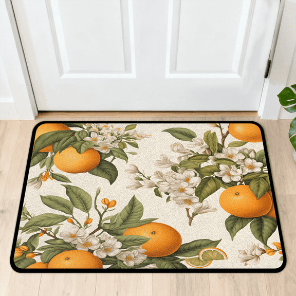 CURLYOOT Lemon Printed Indoor Doormat, Non-Slip Absorbent Door Mat 24" x 16", Entrance Floor Mat Washable Entry Doormats for Entryway Front Back Door