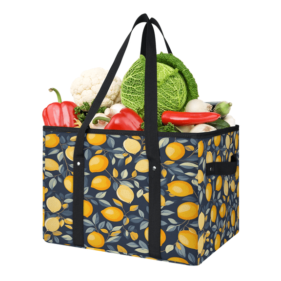 CURLYOOT Lemon Reusable Grocery Bag, Large Foldable Grocery Totes Shopping Bag for Groceries, Farmhouse Shopping Bags with Handles for Kitchen Trunk Picnic