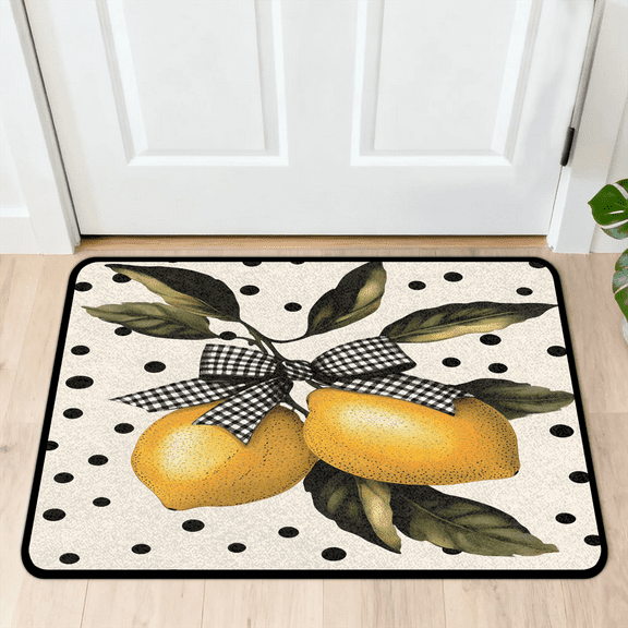 CURLYOOT Lemon Summer Front Door Mat, Washable Non-Slip Door Mat, Indoor Outdoor Floor Mats Absorbent Welcome Doormat for Entrance 20" x 30"