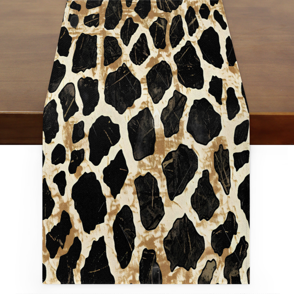 CURLYOOT Leopard Print Animal Cheetah Linen Table Runner 60 Inches Long Kitchen Dining Table Farmhouse Decoration for Home Party Decor 13x60 Inch