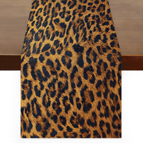 CURLYOOT Leopard Print Linen Table Runner 60 Inches Long Ｗild Animal Kitchen Dining Table Farmhouse Decoration for Home Party Decor 13x60 Inch