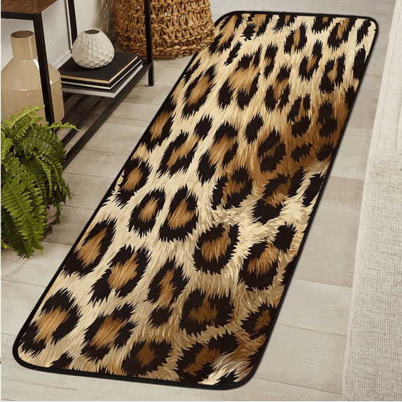 CURLYOOT Leopard Print Runner Rug 2'x6' Washable Kitchen Runner Rug Indoor Non Slip Laundry Rugs Vintage Floor Carpet for Hallway Kitchen Entryway Bedroom Living Room