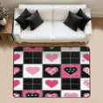 thumbnail image 1 of CURLYOOT Love Heart Rug for Living Room Bedroom, 4x6 Ft Washable Area Rug, Non Slip Rugs for Entryway, Checkerboard Large Carpet for Indoor Dining Room, 1 of 8