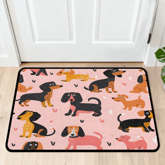 CURLYOOT Lovely Dog Cute Indoor Doormat, Non-Slip Absorbent Door Mat 24" x 16", Entrance Floor Mat Washable Entry Doormats for Entryway Front Back Door