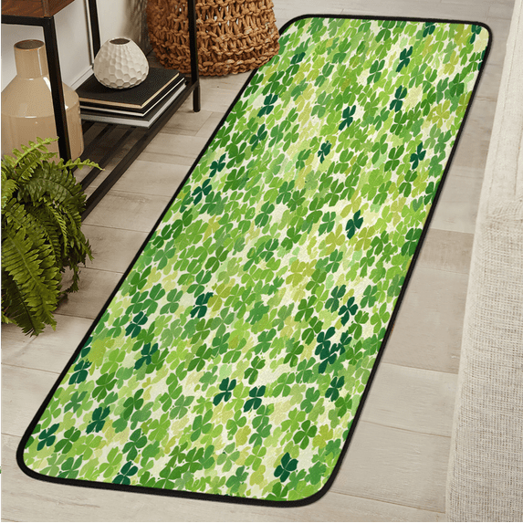 CURLYOOT Lucky Shamrock Runner Rug 2'x6' Washable Kitchen Runner Rug Indoor Non Slip Laundry Rugs St. Patrick's Day Floor Carpet for Hallway Kitchen Entryway Bedroom Living Room