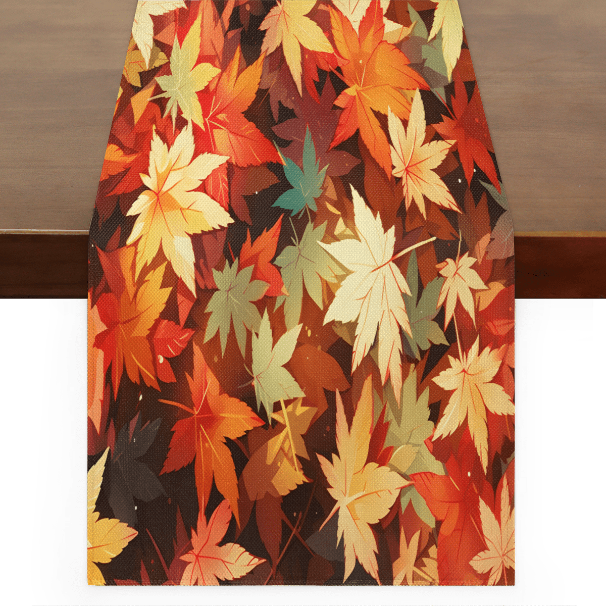 CURLYOOT Maple Leaves Linen Table Runner 90 Inches Long Farmhouse ...