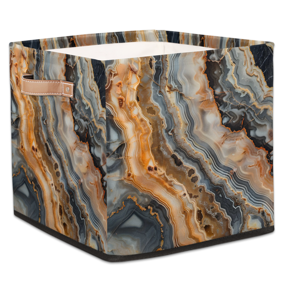CURLYOOT Marble Cube Storage Bin, 13 x 13 x 13 Storage Cube Bins for Organizing, Abstract Marble Fabric Foldable Baskets with Handles for Closet, Shelves, Clothes